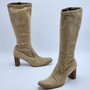 Candie's Y2K Faux Suede Camel Tan Tall Heeled Boots Size 8